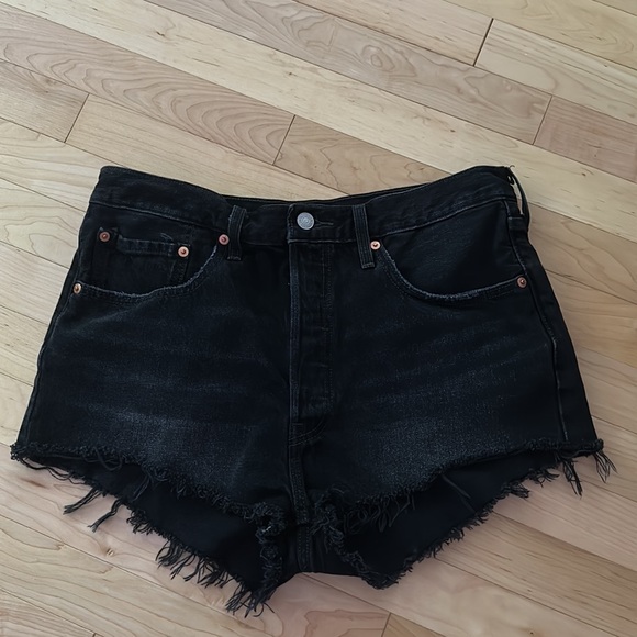 Levi's Pants - Levi’s 501 button fly black jean shorts